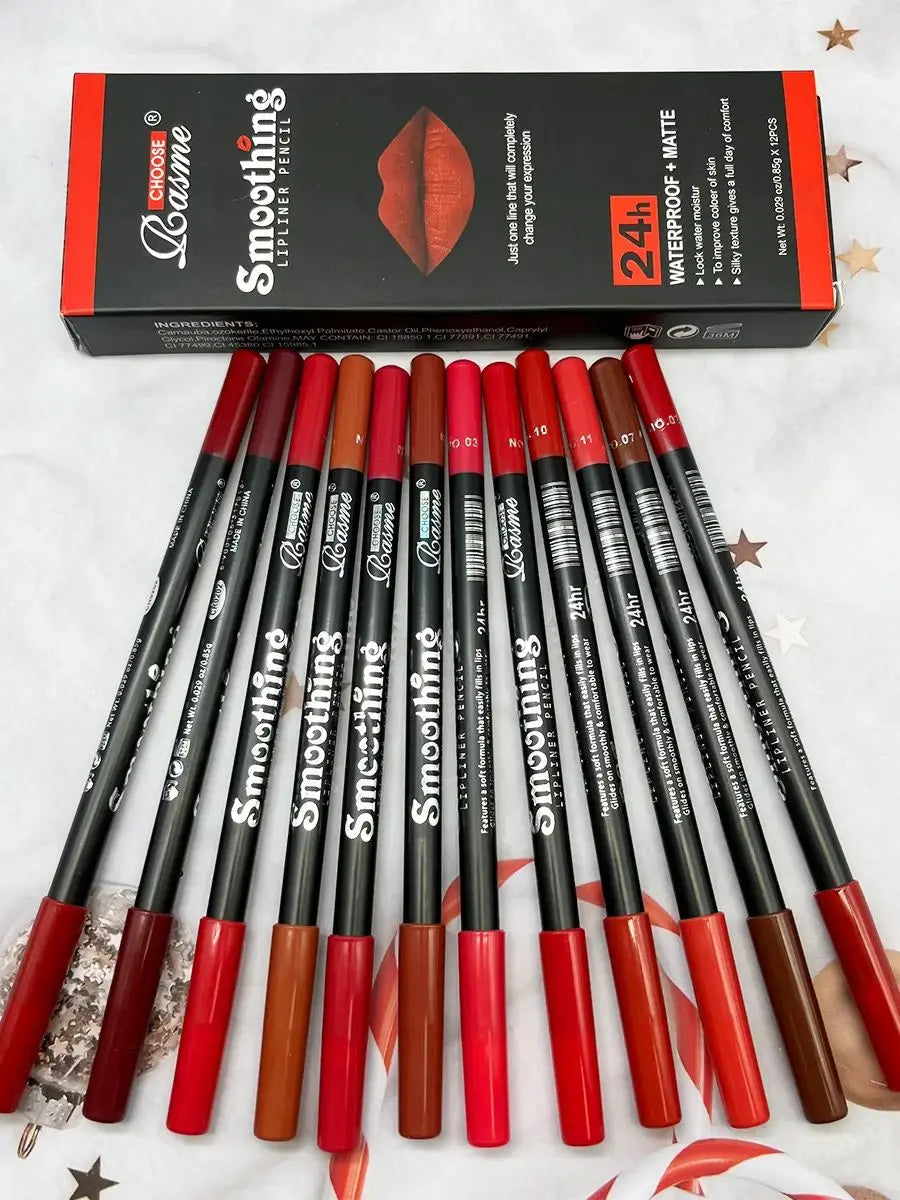 Set labbra a lunga tenuta da 12 pezzi con matita e lucidalabbra opaco — Regalo di San Valentino