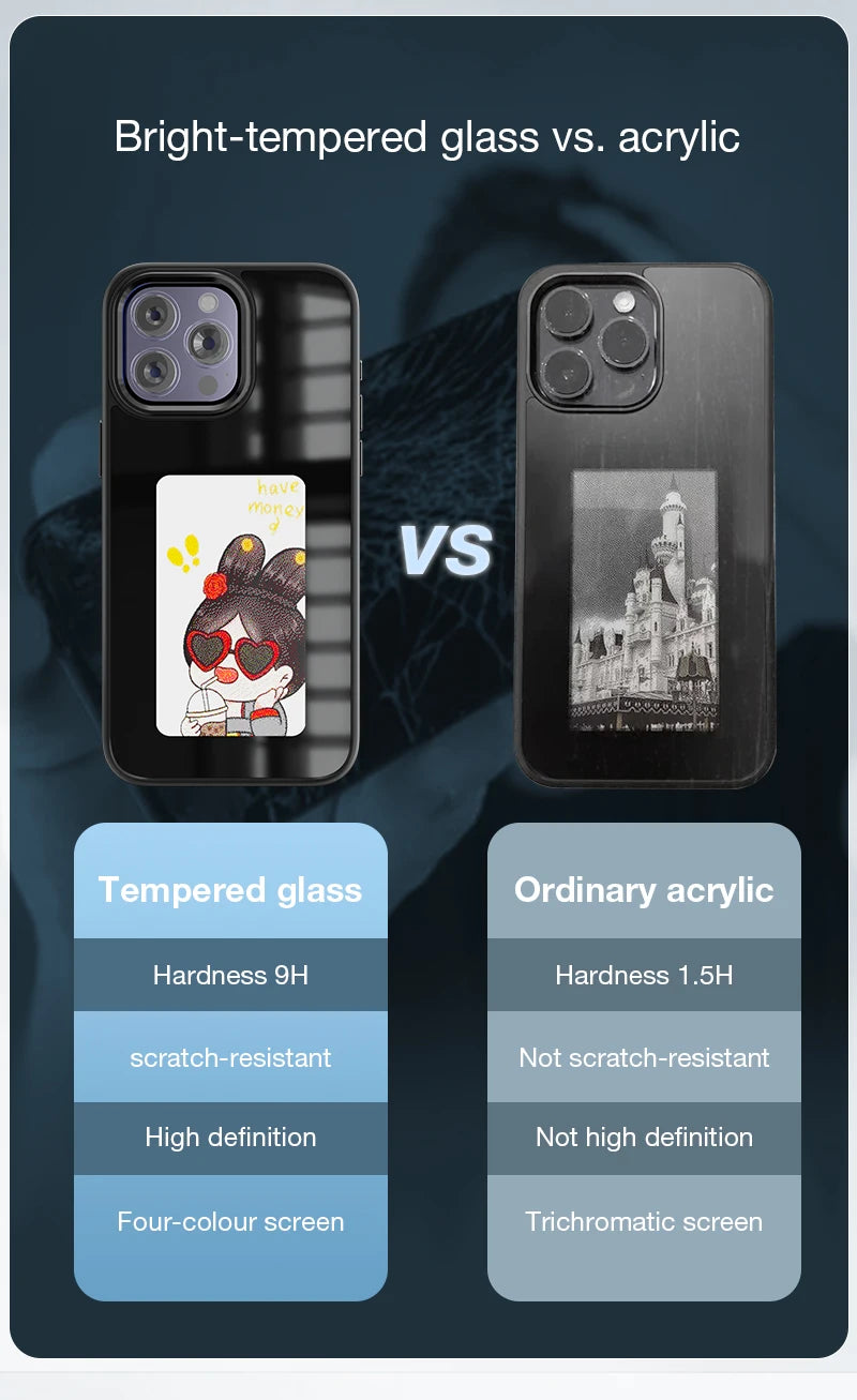 Custodia per telefono NFC E-Ink per iPhone: display fotografico personalizzabile, custodia protettiva in silicone.