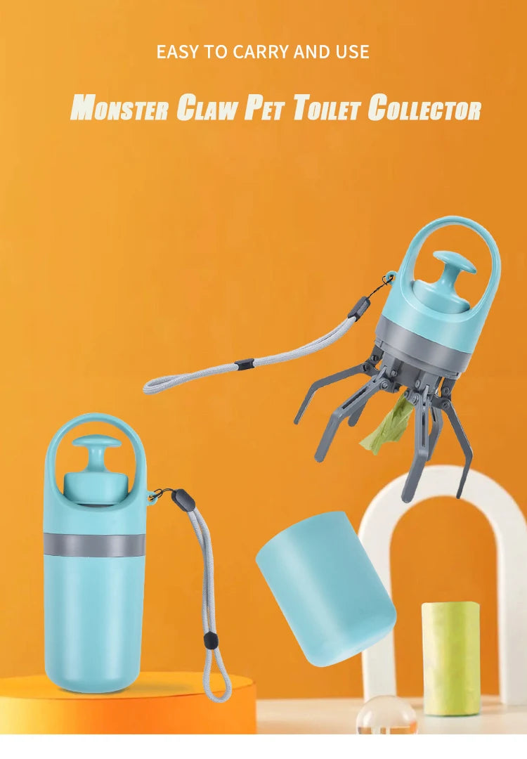 Paletta portatile per escrementi di cane – Raccoglitore di rifiuti senza contatto con distributore di sacchetti integrato