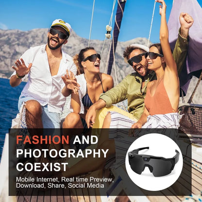 Occhiali da sole con videocamera HD: occhiali sportivi intelligenti per attività all'aperto, ciclismo, guida e registrazione di azioni