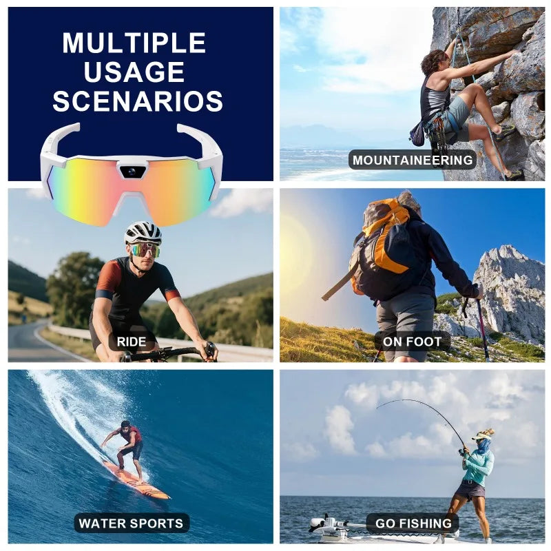 Occhiali da sole con videocamera HD: occhiali sportivi intelligenti per attività all'aperto, ciclismo, guida e registrazione di azioni
