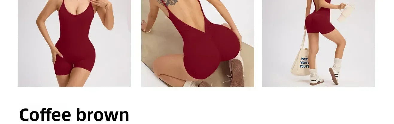 Tuta da yoga con incrocio sulla schiena da donna — Pantaloncini sportivi solidi