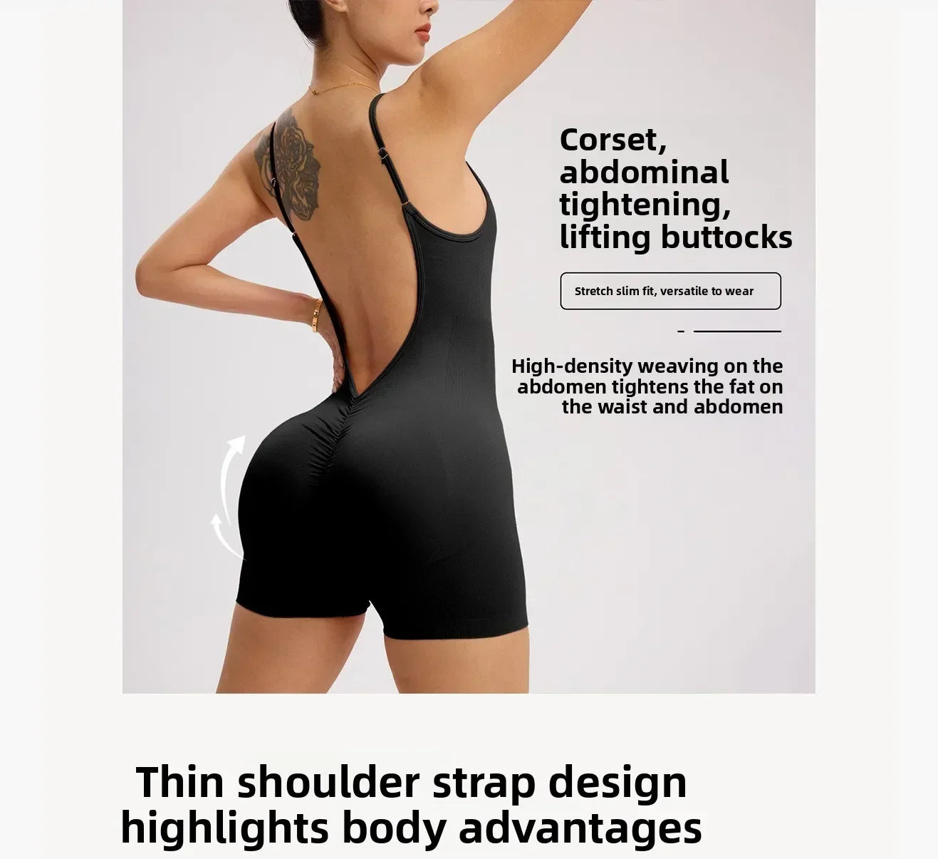 Tuta da yoga con incrocio sulla schiena da donna — Pantaloncini sportivi solidi