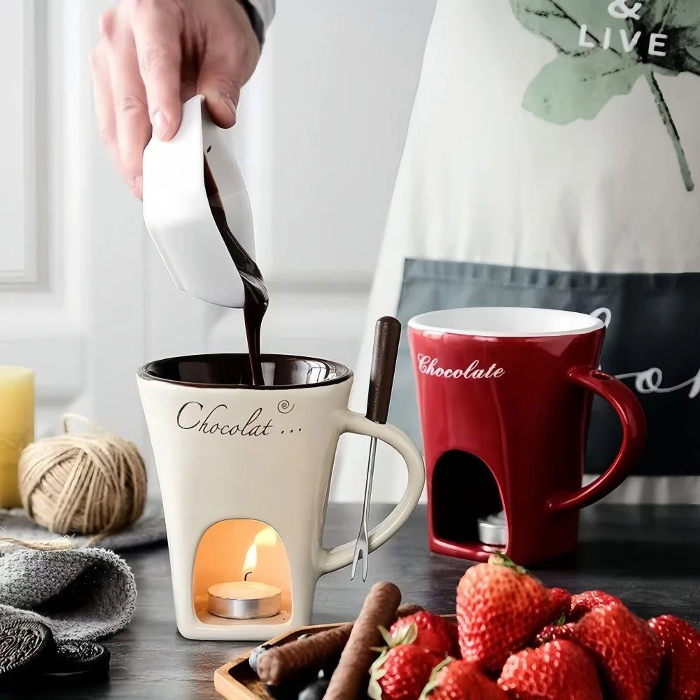 Ceramic Chocolate Fondue Mug and pot