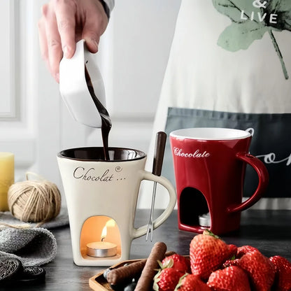 Ceramic Chocolate Fondue Mug and pot