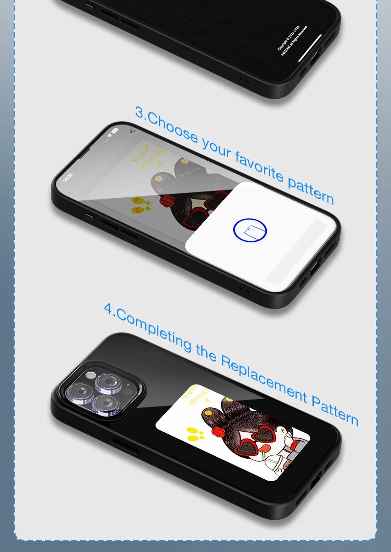 Custodia per telefono NFC E-Ink per iPhone: display fotografico personalizzabile, custodia protettiva in silicone.