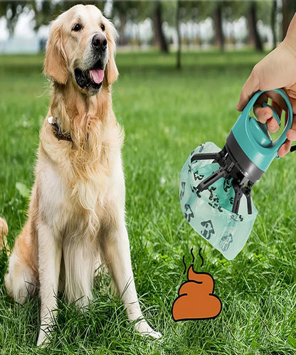 Paletta portatile per escrementi di cane – Raccoglitore di rifiuti senza contatto con distributore di sacchetti integrato