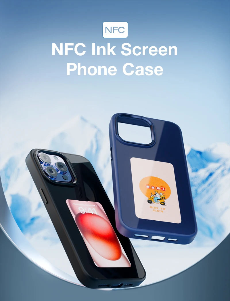 Custodia per telefono NFC E-Ink per iPhone: display fotografico personalizzabile, custodia protettiva in silicone.