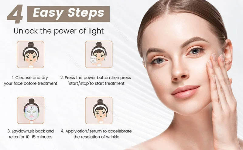 Maschera di bellezza a LED a 7 colori – Strumento ricaricabile per la cura della pelle