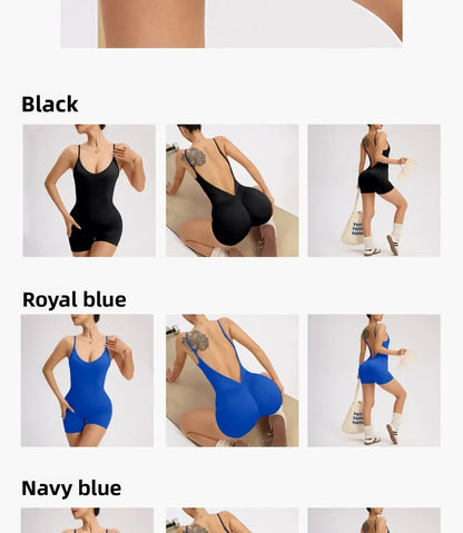 Tuta da yoga con incrocio sulla schiena da donna — Pantaloncini sportivi solidi