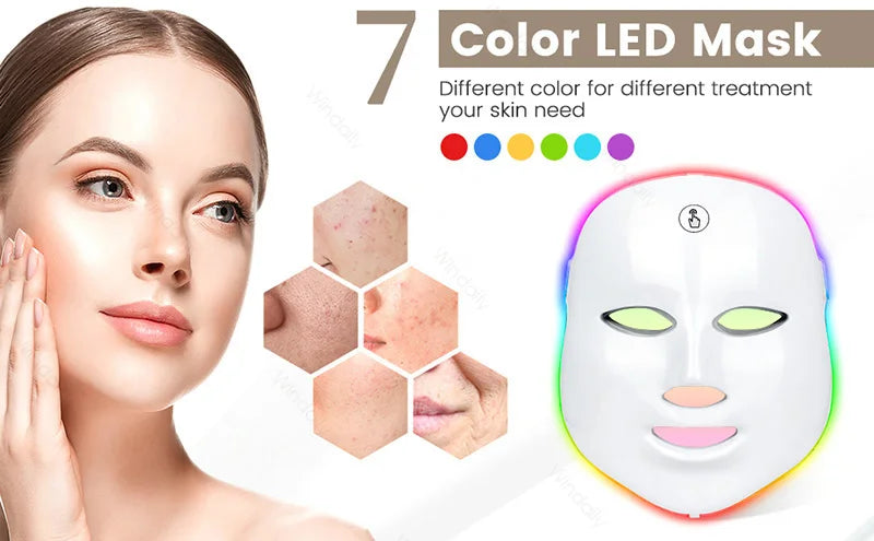 Maschera di bellezza a LED a 7 colori – Strumento ricaricabile per la cura della pelle