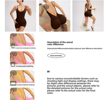 Tuta da yoga con incrocio sulla schiena da donna — Pantaloncini sportivi solidi