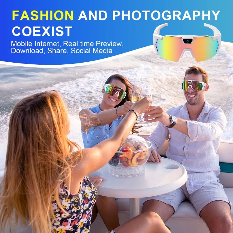 Occhiali da sole con videocamera HD: occhiali sportivi intelligenti per attività all'aperto, ciclismo, guida e registrazione di azioni