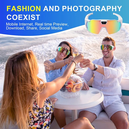 Occhiali da sole con videocamera HD: occhiali sportivi intelligenti per attività all'aperto, ciclismo, guida e registrazione di azioni