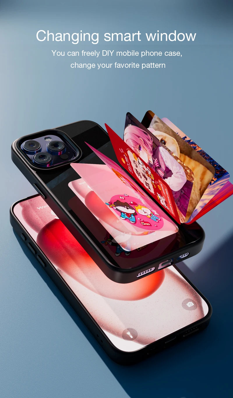 Custodia per telefono NFC E-Ink per iPhone: display fotografico personalizzabile, custodia protettiva in silicone.