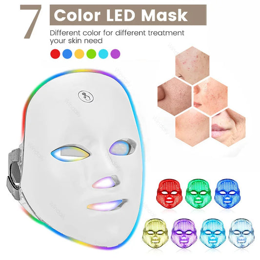 Maschera di bellezza a LED a 7 colori – Strumento ricaricabile per la cura della pelle
