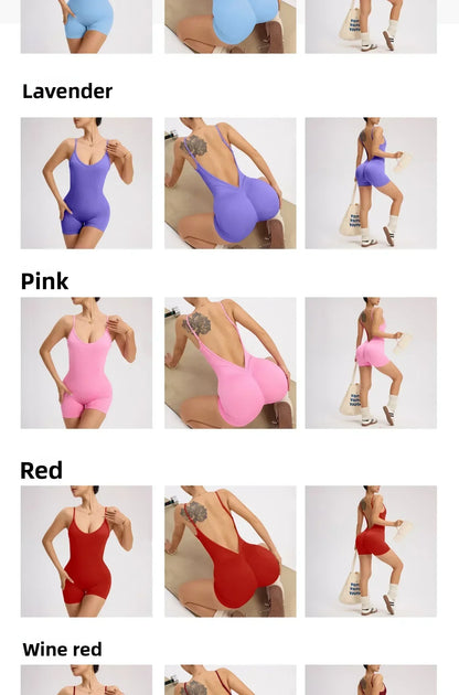 Tuta da yoga con incrocio sulla schiena da donna — Pantaloncini sportivi solidi