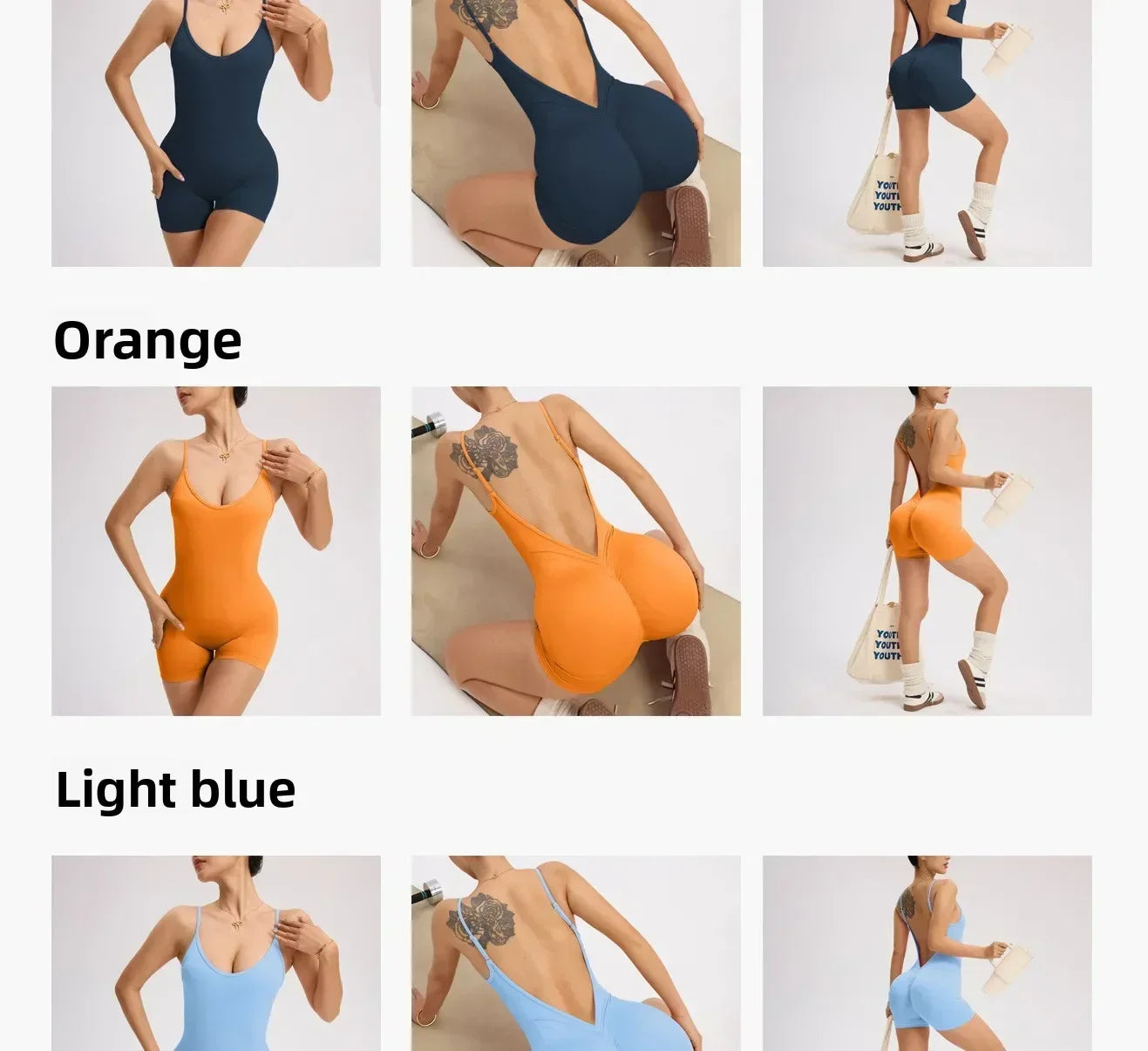 Tuta da yoga con incrocio sulla schiena da donna — Pantaloncini sportivi solidi