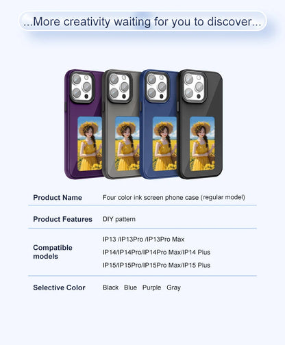 Custodia NFC per iPhone con display E-Ink (senza batteria, 4 colori, compatibile con iPhone 13–16 Pro Max)