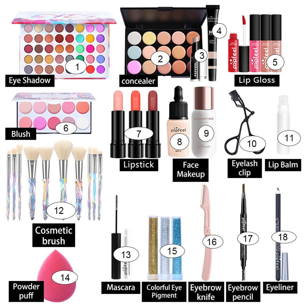 Kit trucco tutto in uno POPFEEL — Set completo per occhi e sopracciglia