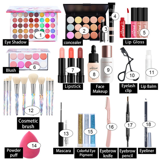 Kit trucco tutto in uno POPFEEL — Set completo per occhi e sopracciglia